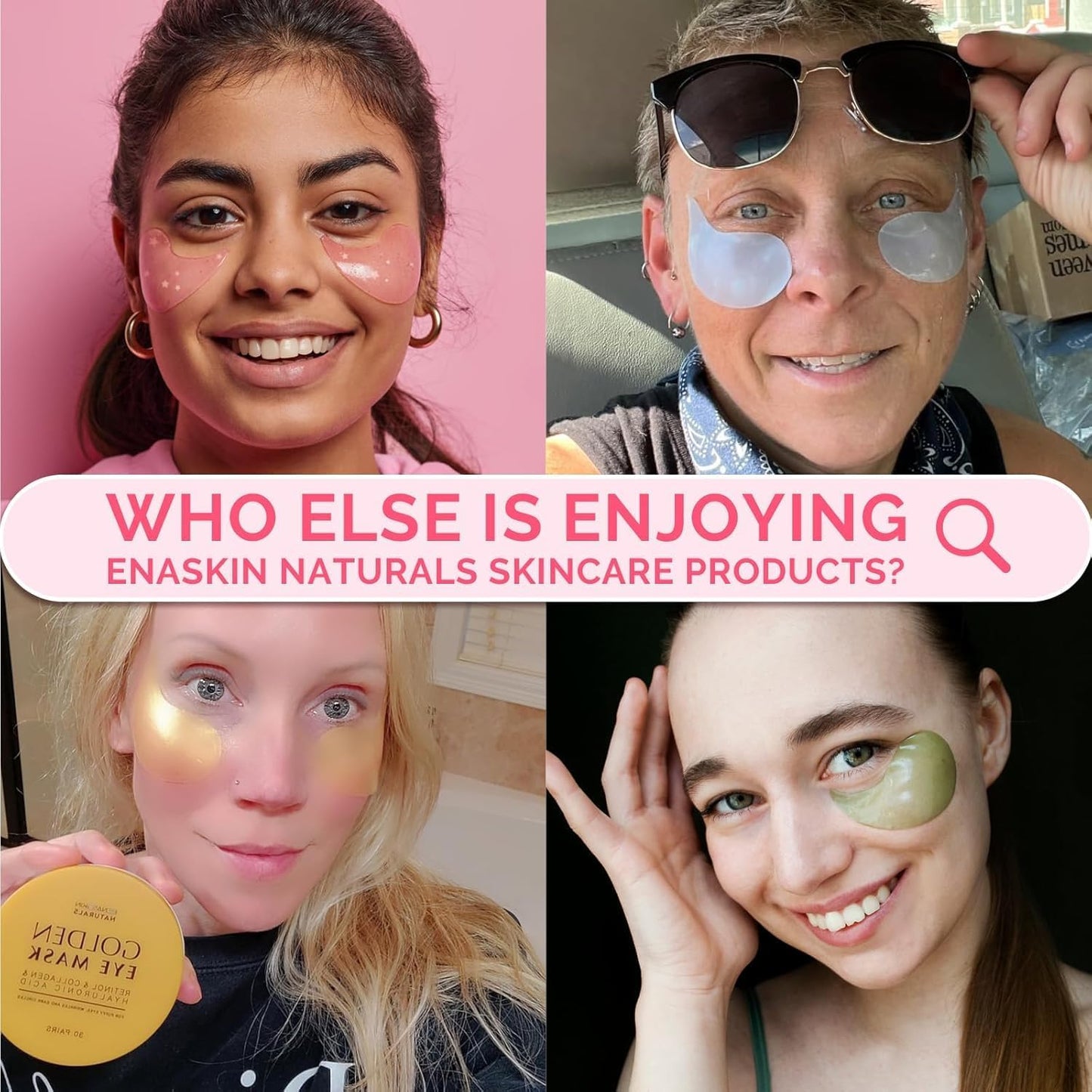 Under Eye Patches for Dark Circles & Puffiness – Caffeine Gel Masks, Wrinkle & Bag Treatment, Instant Brightening, 30 Pairs (Rose)