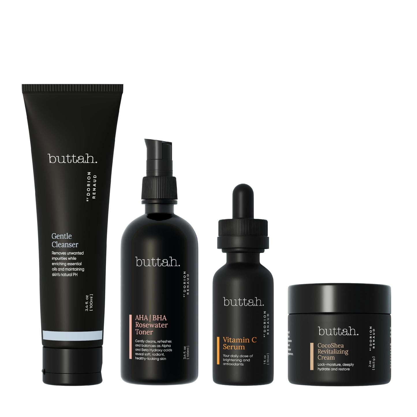 Buttah Skin Supreme Kit for Melanin-Rich Skin – CocoShea Cream, Vitamin C Serum, Cleanser & Rosewater Toner – Black-Owned Skincare