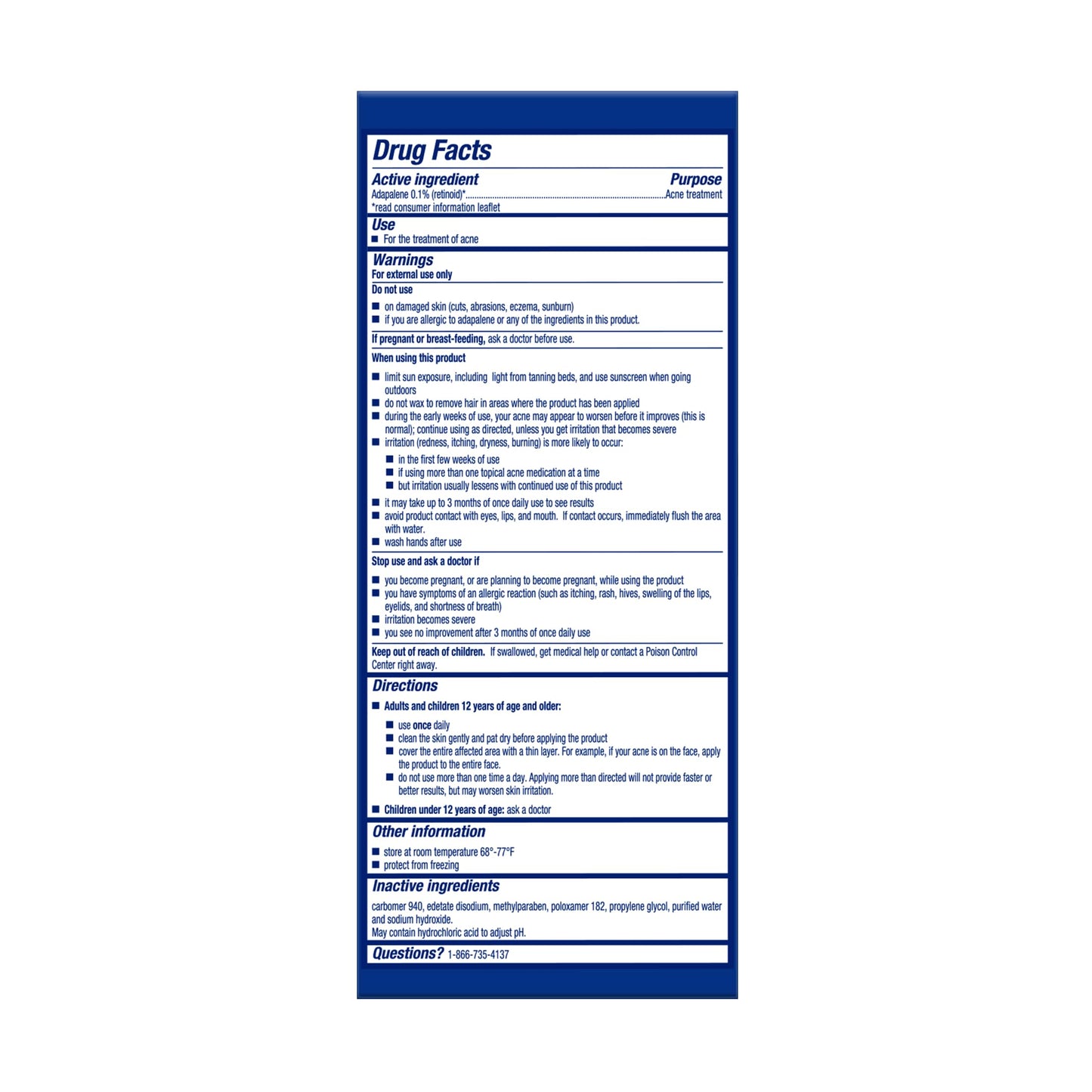 Differin Adapalene 0.1% Acne Treatment Gel – 30-Day Supply, Gentle Retinoid for Sensitive, Acne-Prone Skin, 15g Pump