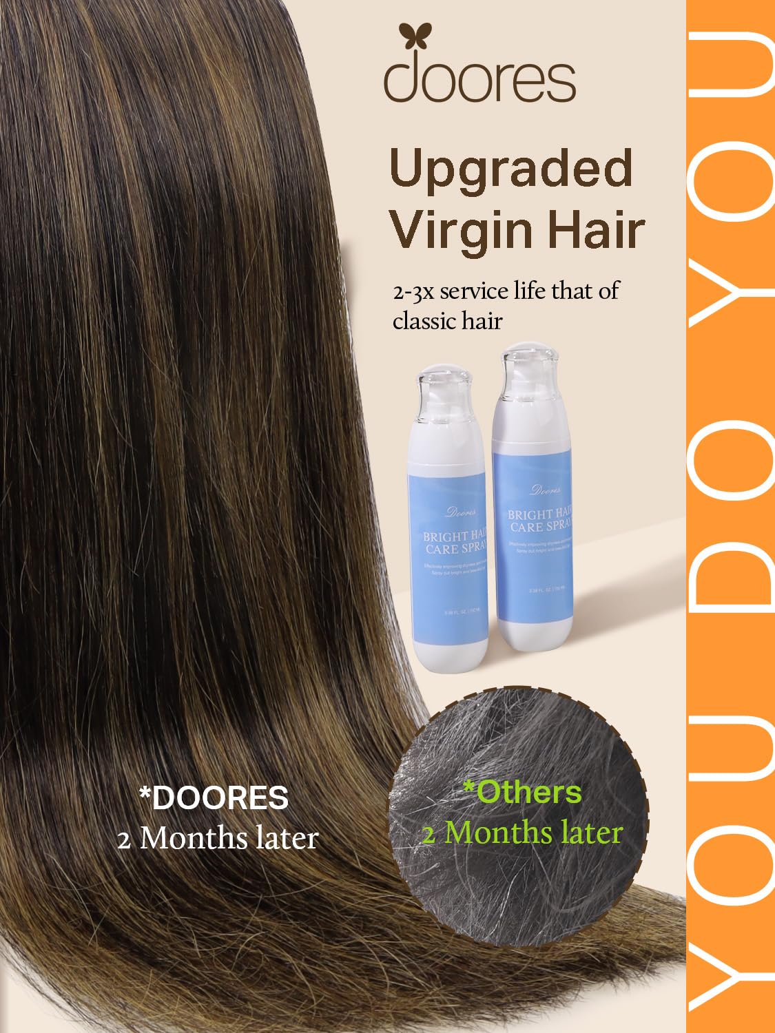 DOORES Tape in Human Hair Extensions - Balayage Dark Brown to Chestnut Brown, 18 Inch, 50g 20pcs, Remy Straight Hair Skin Weft Natural Look