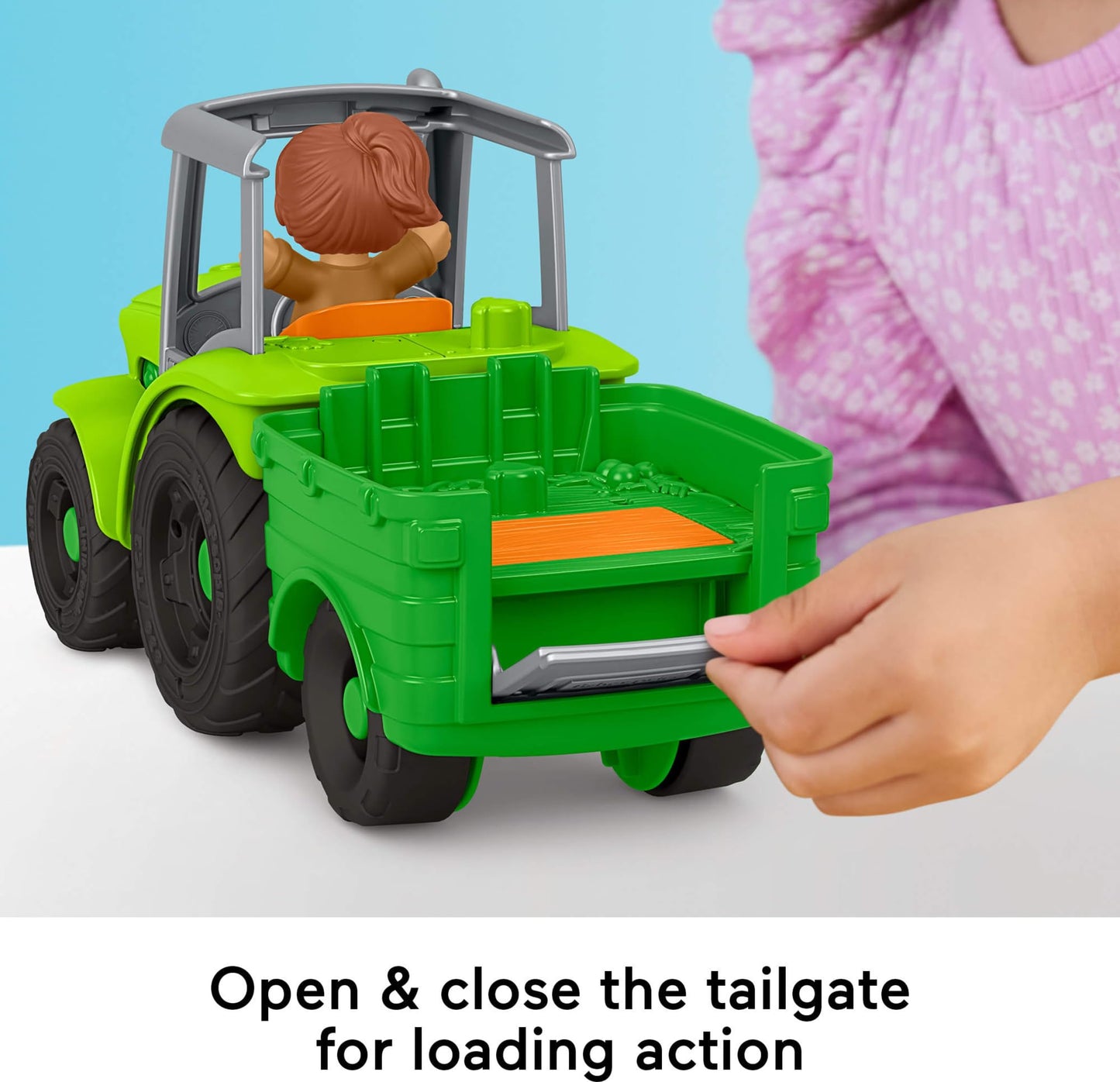 Fisher-Price Little People Toddler Toy Push & Play Tractor Push-Along Musical Farm Vehicle with 2 Figures for Pretend Play Kids Ages 1+ Years