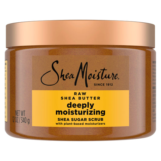 SheaMoisture Shea Sugar Body Scrub – Deeply Moisturizing with Raw Shea Butter, Restores Dry Skin, 24h Hydration, 12 oz