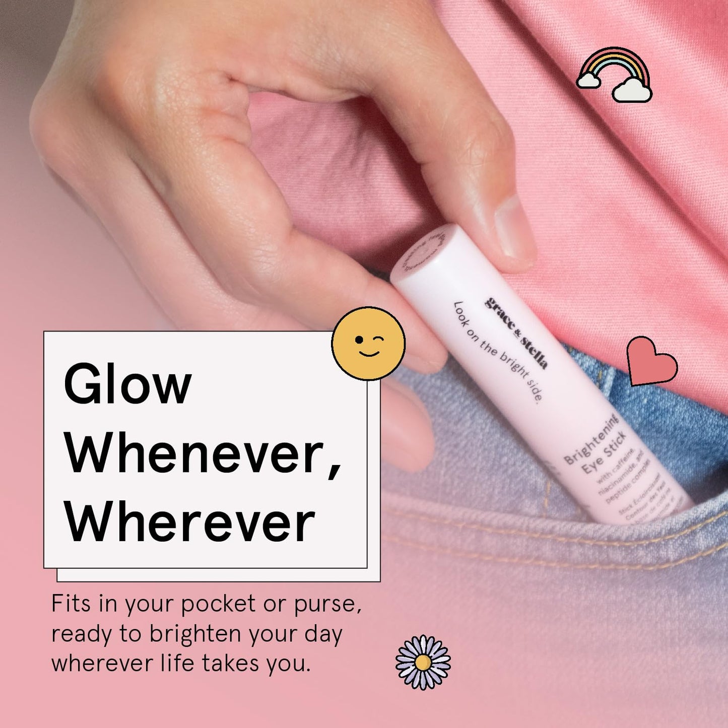 Grace & Stella Under Eye Brightener Balm Stick - Vegan Caffeine Eye Cream for Dark Circles, Puffiness & Wrinkles, Travel Size 0.13oz