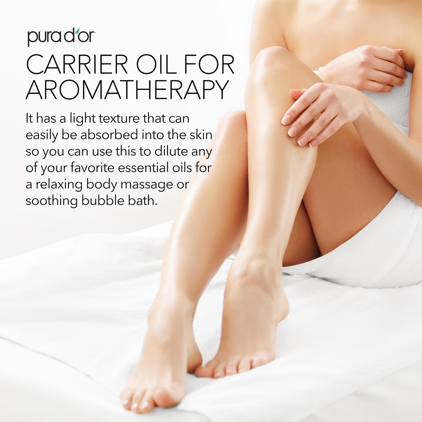 PURA D'OR 16.9oz Organic Sweet Almond Oil - 100% Pure Cold-Pressed Carrier Oil, Non-Greasy & Unscented, Hair & Skin Moisturizer, Glass Bottle