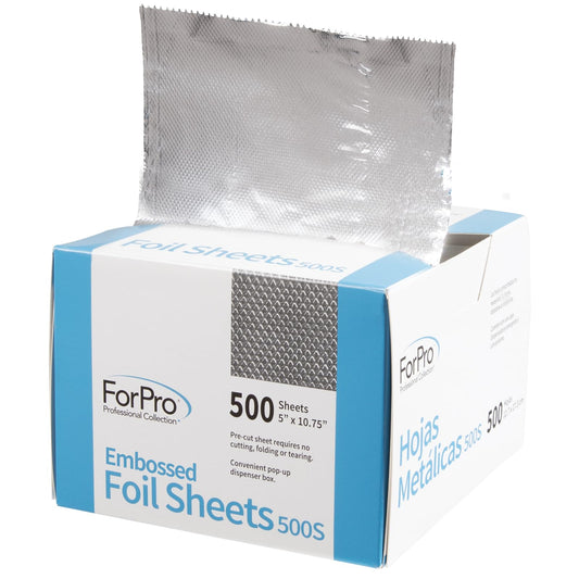 ForPro Embossed Aluminum Foil Sheets 500S – 500 Count Pop-Up Dispenser, 5"x10.75", for Hair Coloring, Highlights & Food Safe Use