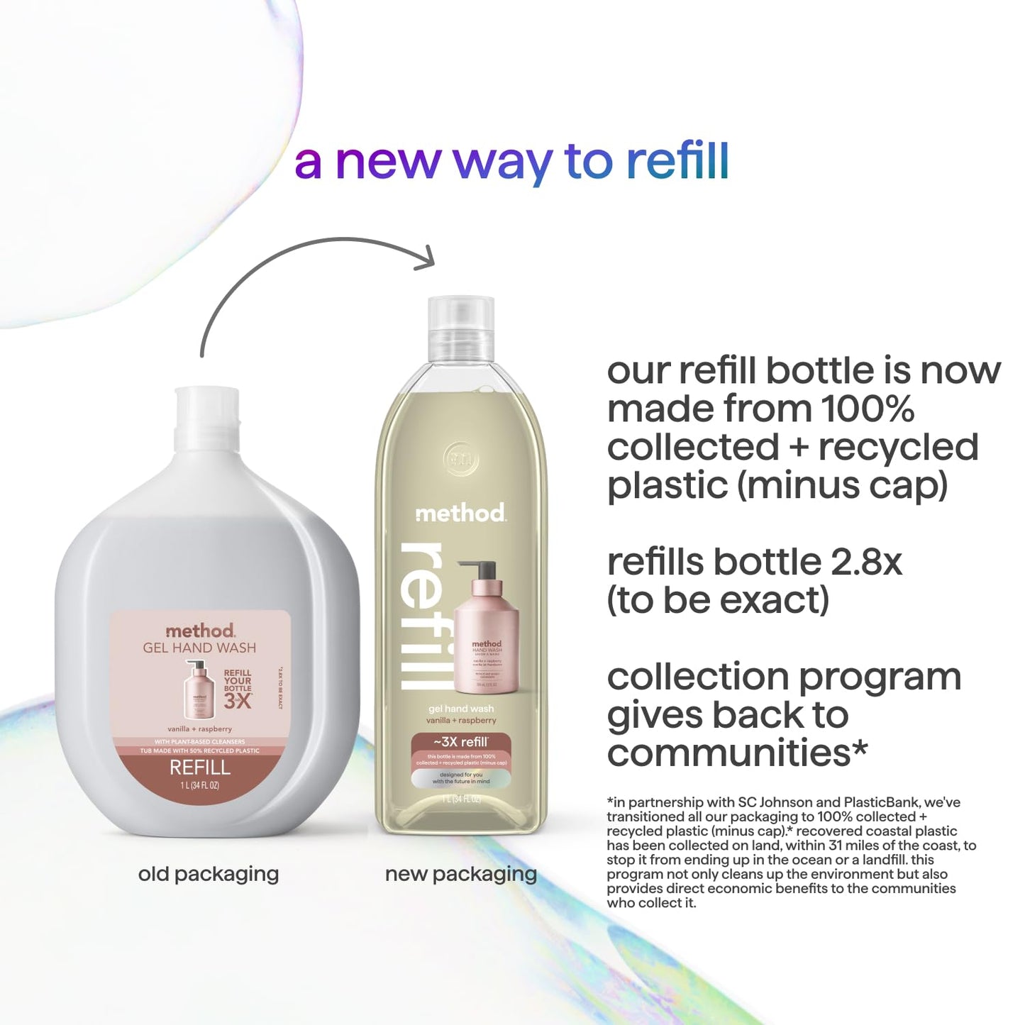 Method Gel Hand Soap Refill, Vanilla + Raspberry, Biodegradable Formula, 34 Fl Oz (Pack of 1) (Packaging May Vary)