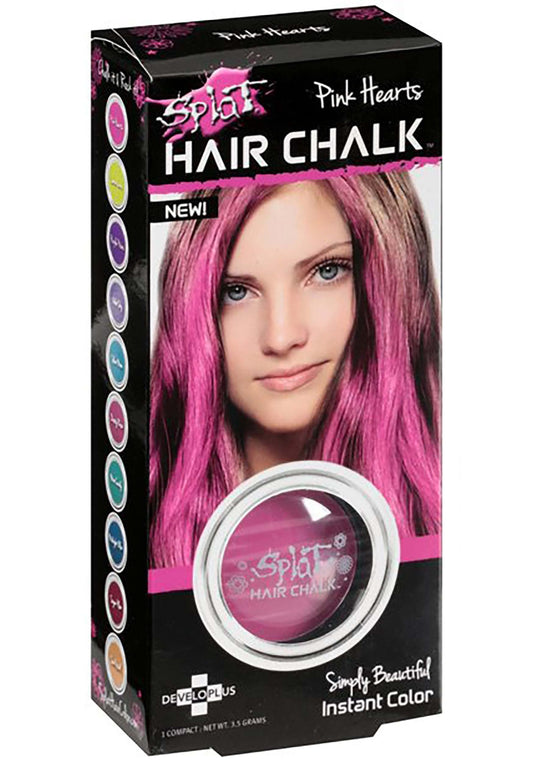 Splat Pink Hearts Hair Chalk Compact | Temporary Washable Hair Color for Fun Pops of Color | Easy to Apply, Shampoos Out | Cruelty-Free & Vegan