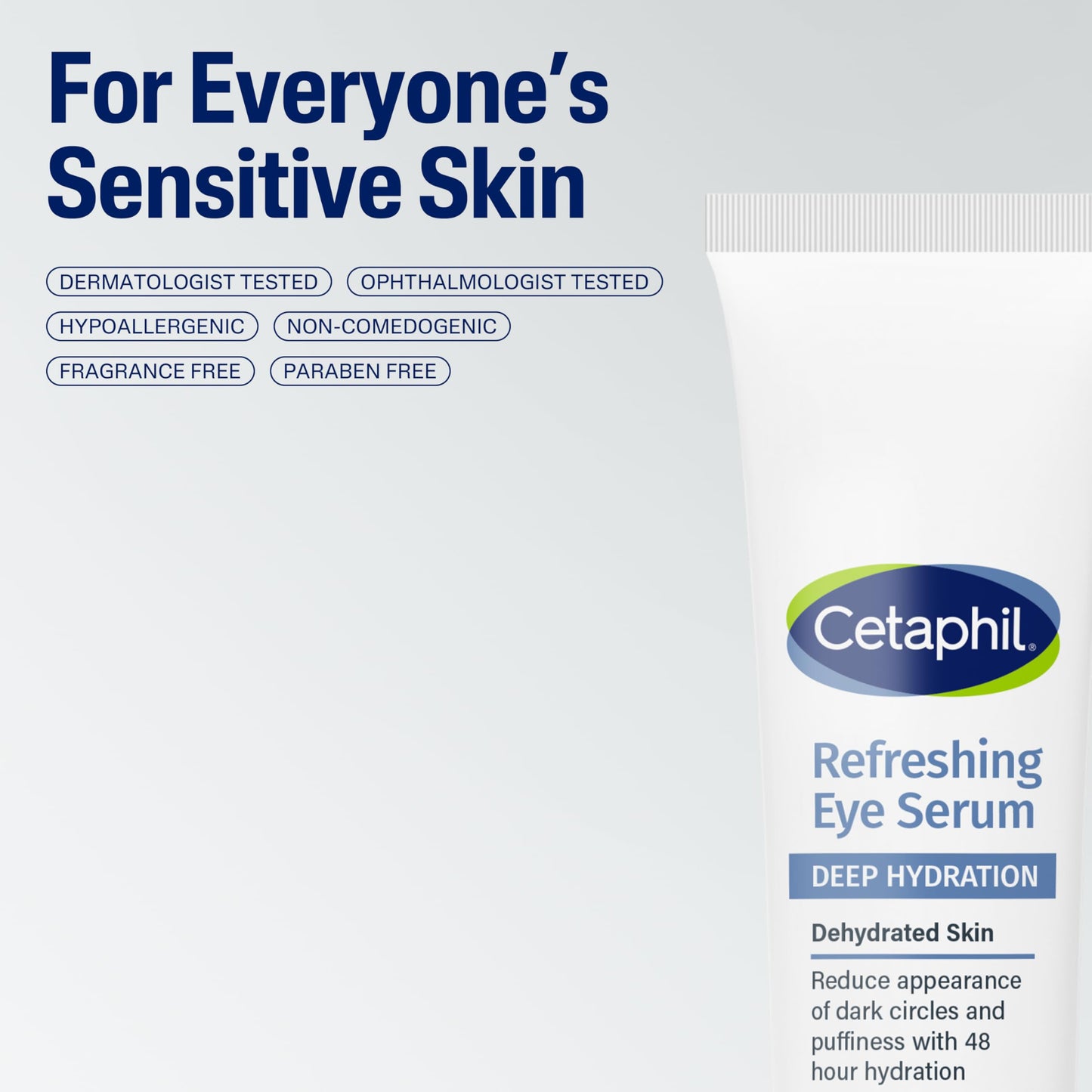 CETAPHIL Deep Hydration Eye Serum, 0.5 fl oz – 48Hr Hydrating Under Eye Cream with Hyaluronic Acid, Vitamin E & B5, Reduces Dark Circles