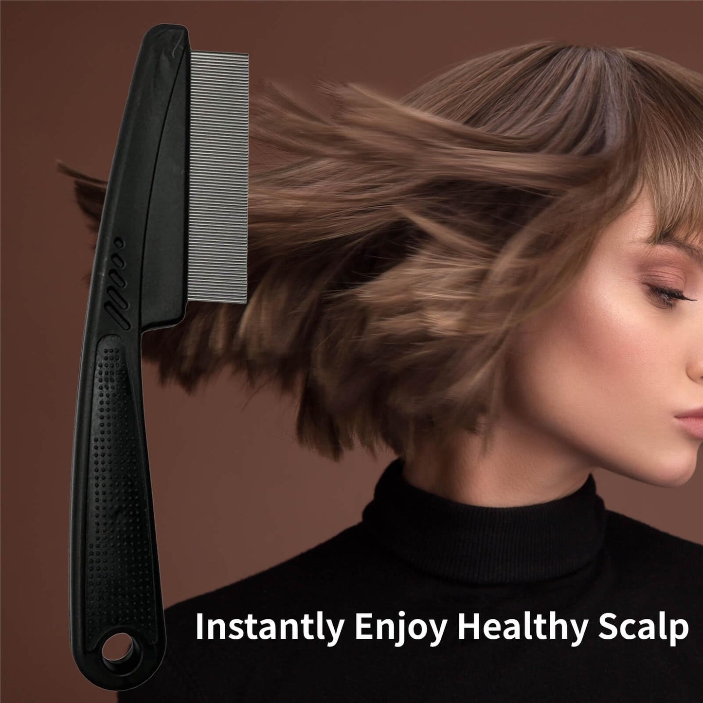 Yumflan Dandruff Comb, Stainless Steel Fine Tooth Dandruff Remover, Professional Scalp Comb Hair Comb for Kids and Adults (Black)