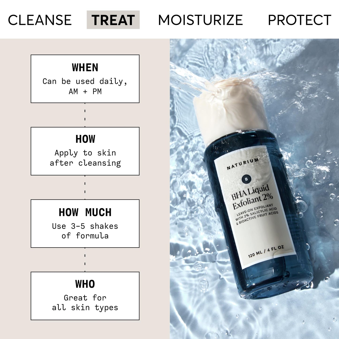 Naturium BHA Liquid Exfoliant 2% with Salicylic Acid & Bioactive Fruit Acids – Leave-On Pore Refining Face Treatment, 4 oz, Packaging May Vary