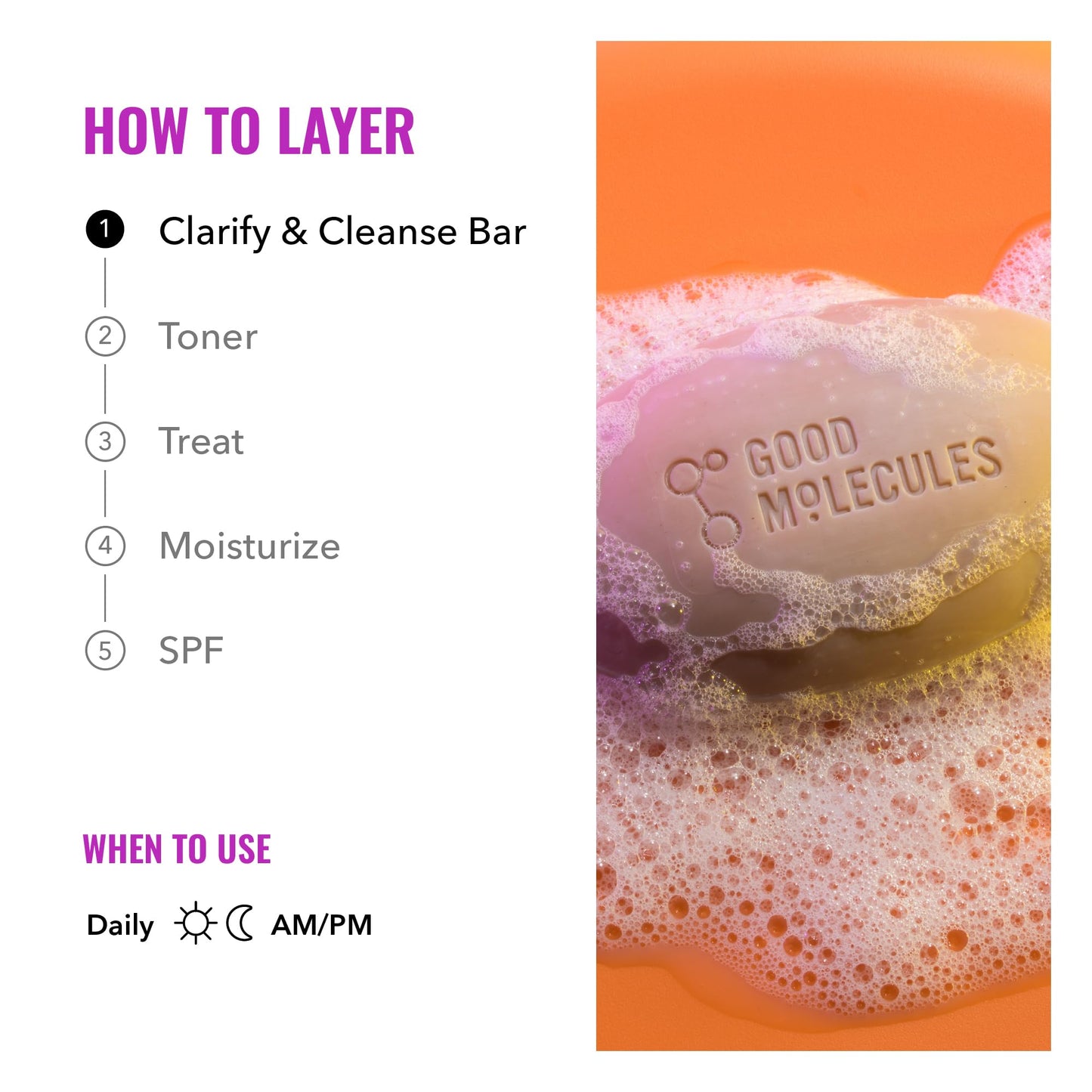 Good Molecules Clarify & Cleanse Bar – Soap-Free with Salicylic Acid (BHA) for Skin Tone, Face & Body Cleanser, Skincare for All Skin Types