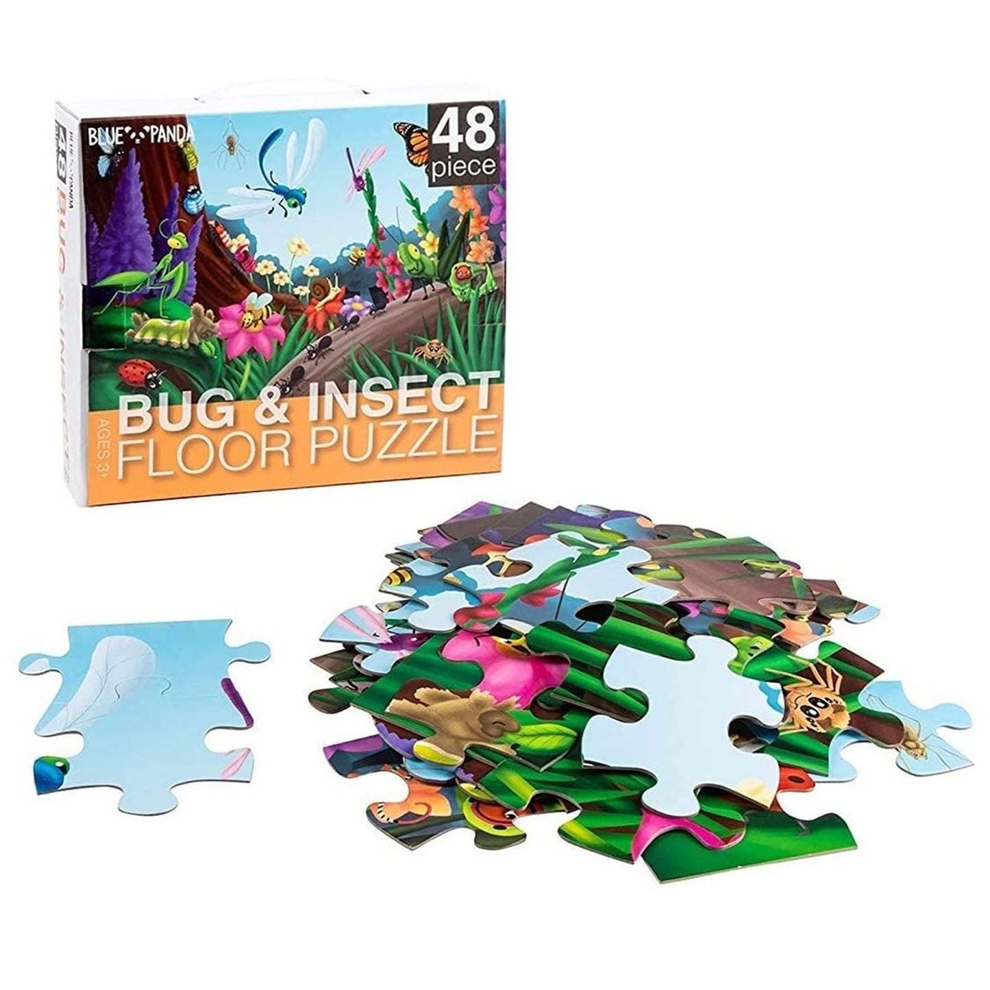 BLUE PANDA Preschool Giant Floor Activity Set – 48-Piece, 2x3 ft, Multicolor Bugs & Insects Theme, Skill-Building Learning Toy for Toddlers
