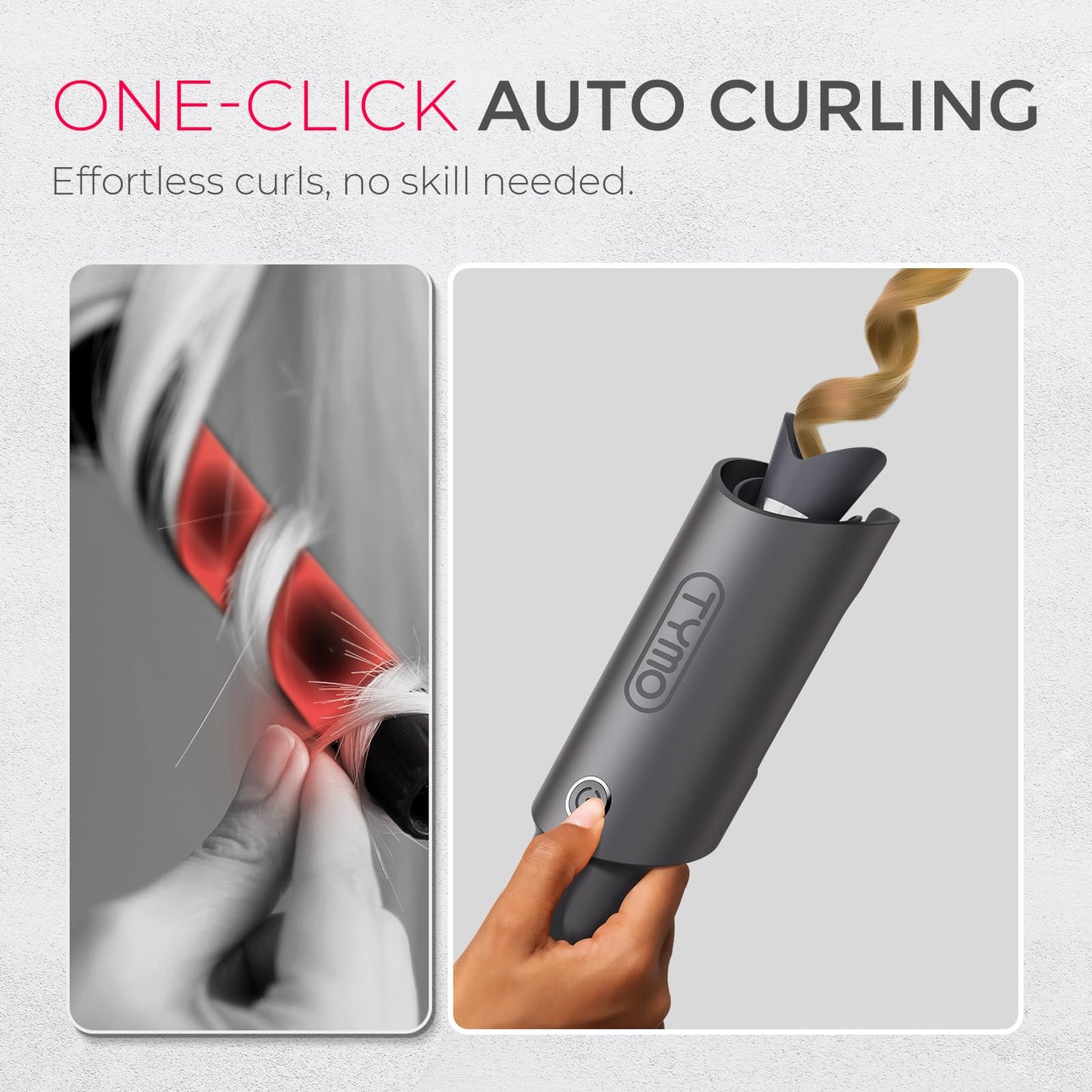 TYMO CURLPRO Automatic Rotating Curling Iron | 1" Ceramic Curling Wand for Beach Waves | Ionic, Dual Voltage, Lightweight & Travel-Friendly