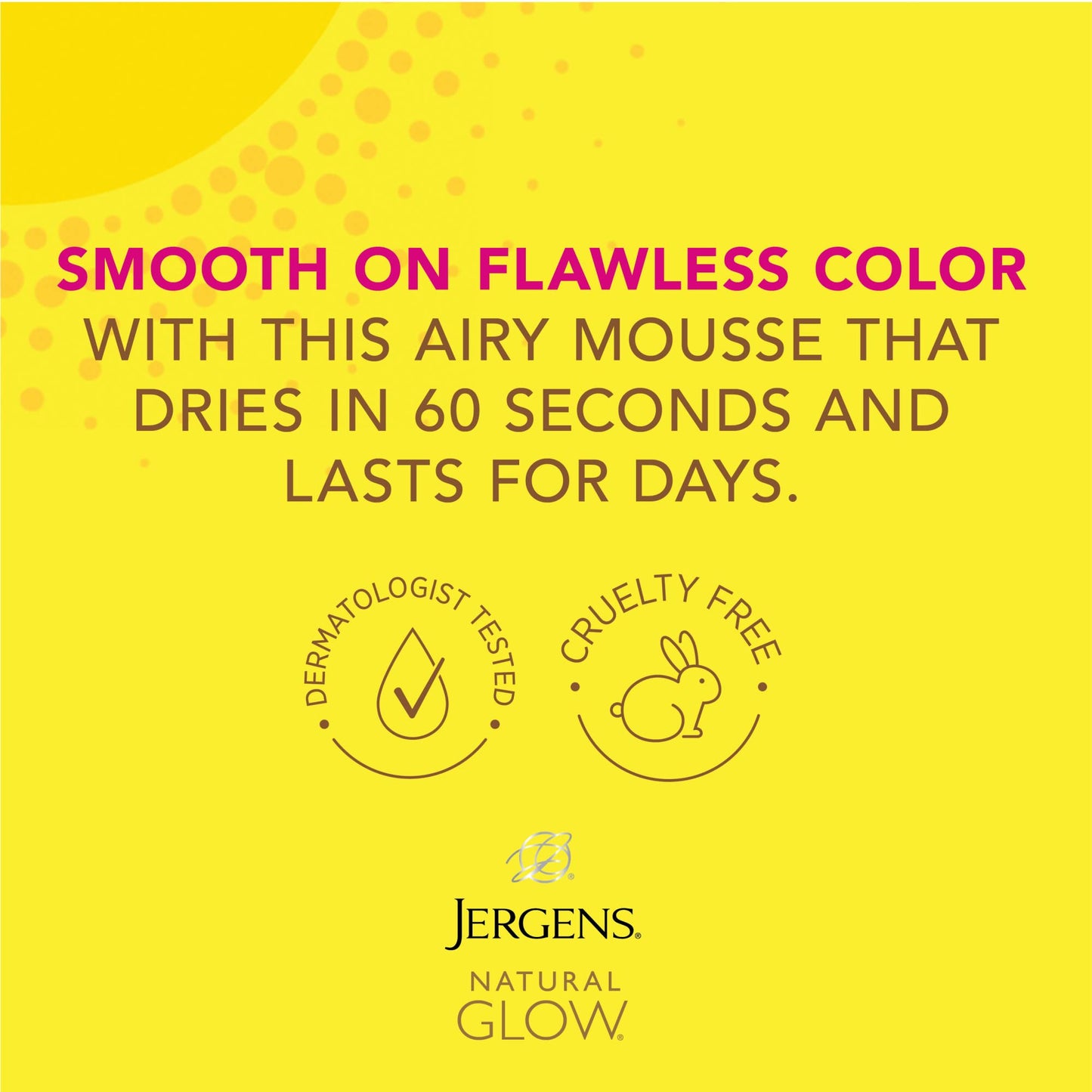 Jergens Natural Glow Instant Sun Body Mousse, Self Tanner for Light Bronze Tan, Sunless Tanning Body Bronzer for Natural Looking Color Instantly, 6 Oz