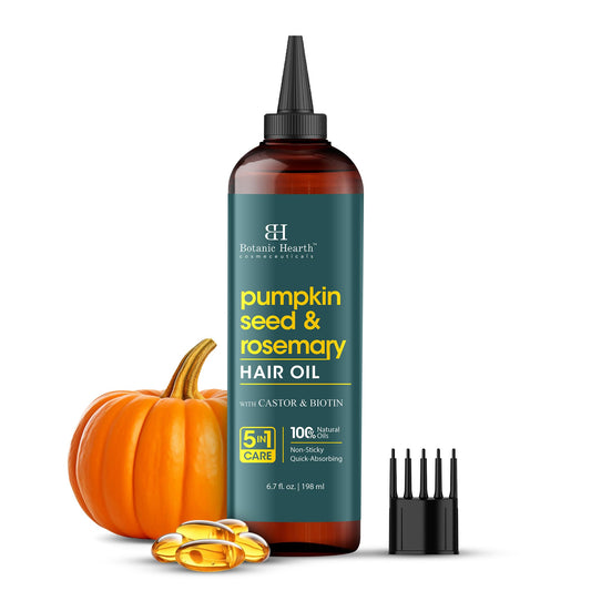 Botanic Hearth Rosemary Hair Growth Oil with Pumpkin Oil - 100% Pure Hair Tonic for Dry, Damaged Hair - Strengthening & Nourishing, 6.7 fl oz