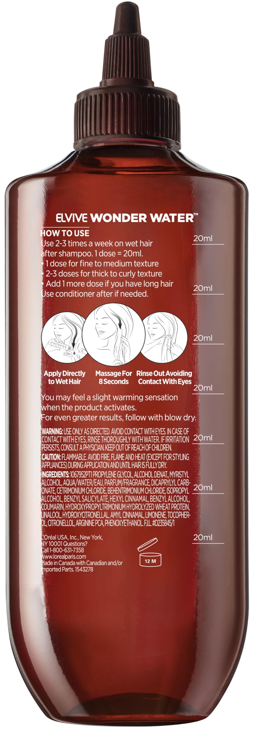 L’Oreal Paris Elvive 8 Second Wonder Water Lamellar, Rinse out Moisturizing Hair Treatment for Silky, Shiny Looking Hair, 6.8 FL; Oz