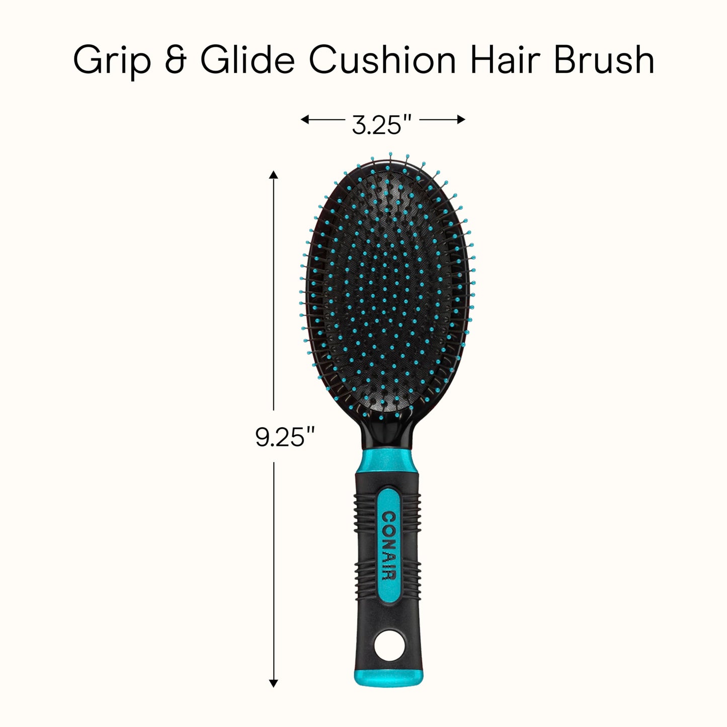 Conair Salon Results Hair Brush, Detangling Hair Brush for Men and Women, For All Hair Types, Metal Bristles and Cushion Base