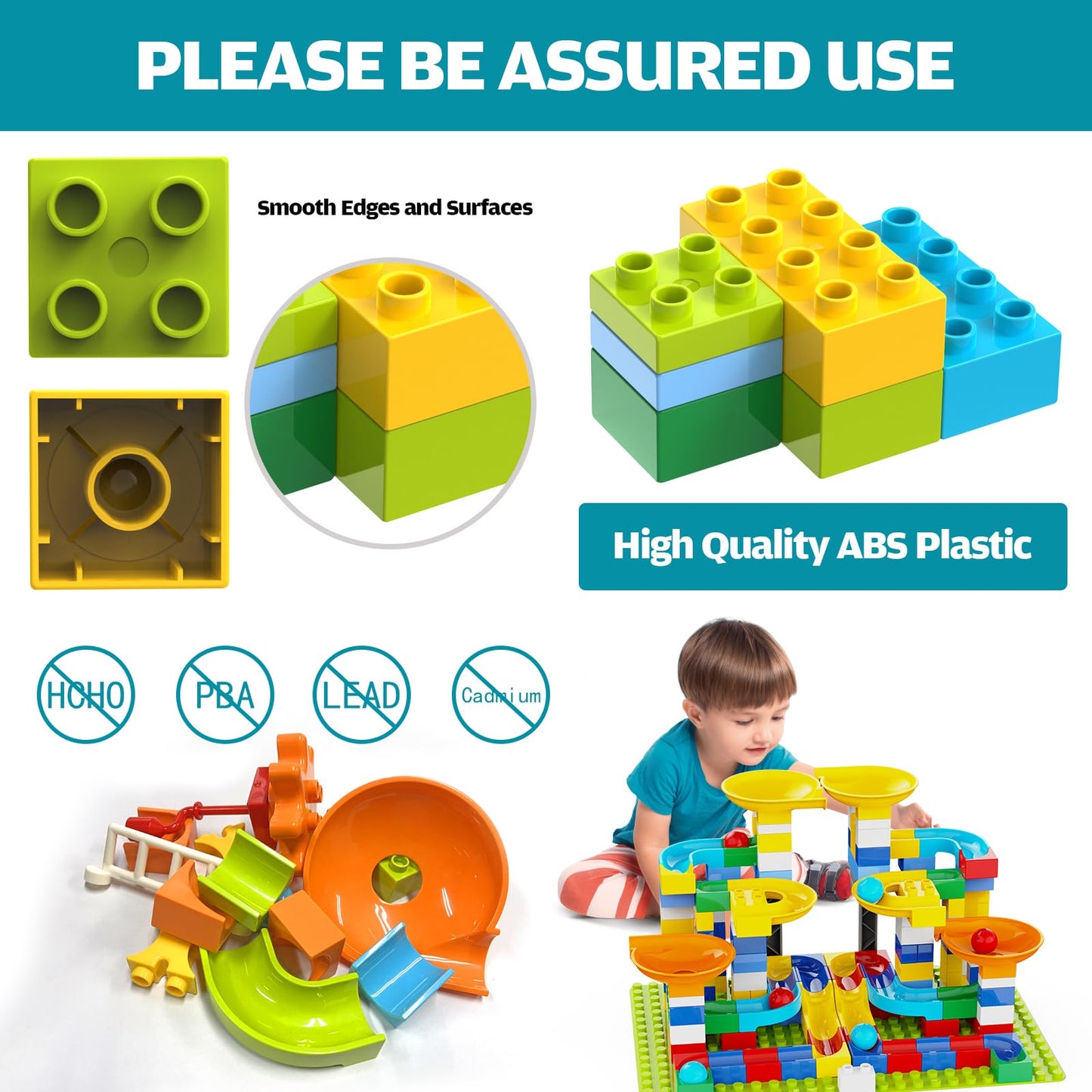 3-in-1 Marble Run Building Blocks for Kids 4-8 – 246PCS STEM Toy Set, Marble Maze Race Track, Compatible with LEGO & DUPLO