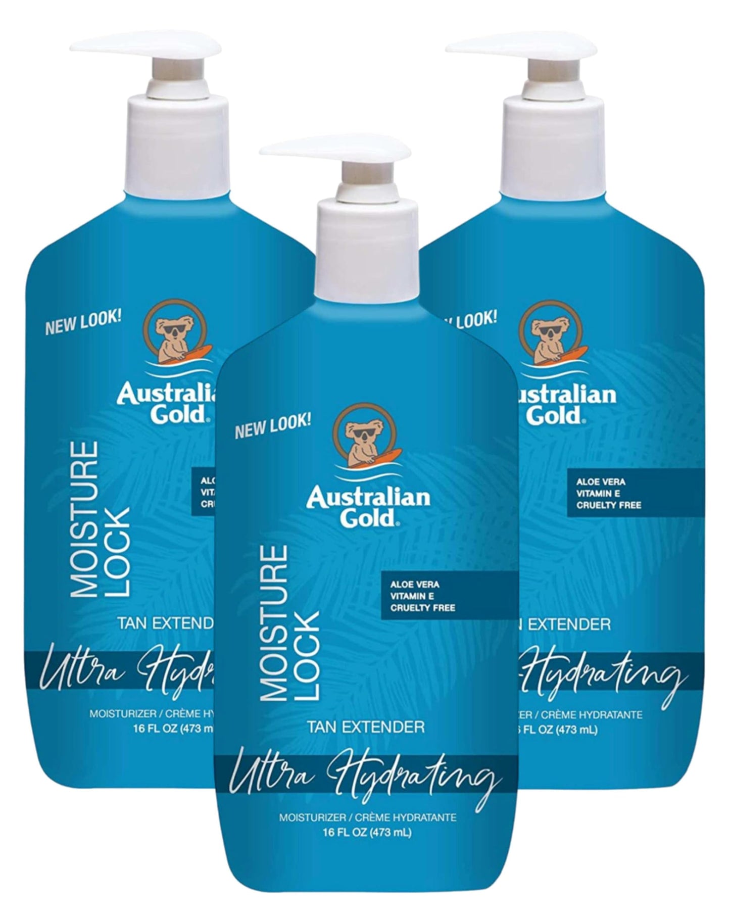 Australian Gold Moist Lock Tan Extender 16 Ounce Pump (Pack of 3)