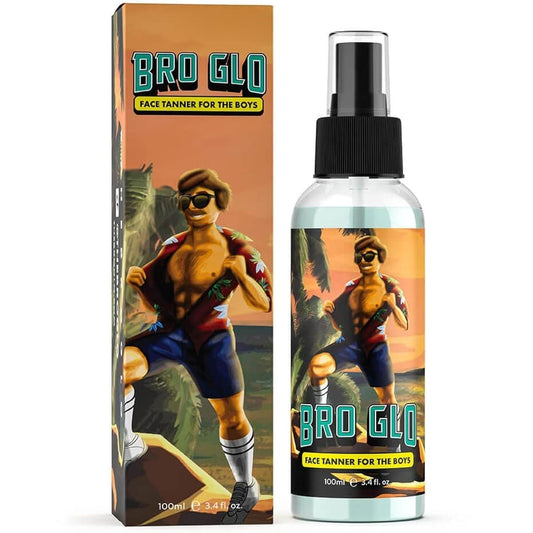 Bro Glo Self Tanner for Men, 3.4 fl oz – Quick-Dry Foam Mousse, Oil-Free Water-Based Formula for Natural Sun-Kissed Bronze Face Tan, No Sun Needed