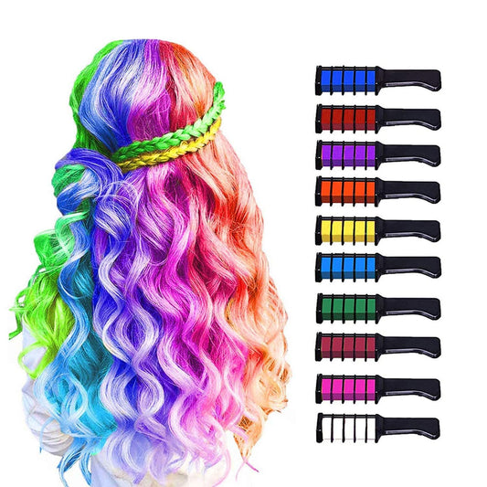 MSDADA 10-Color Hair Chalk for Girls - Temporary Hair Dye with Comb, Fun Makeup & Hair Kit, Perfect Gift for Ages 6-13