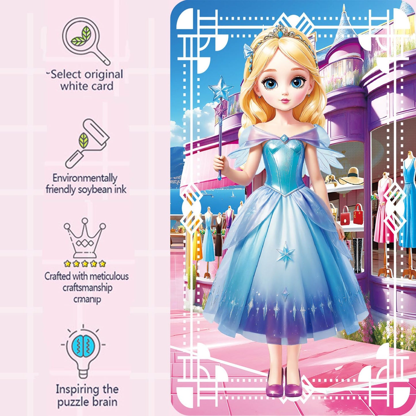 Yuzee Princess Magnetic Dress Up Set for Girls 4-7 – 35-Piece Paper Dolls, 3D Wardrobe Scene, Travel Role Play Toy