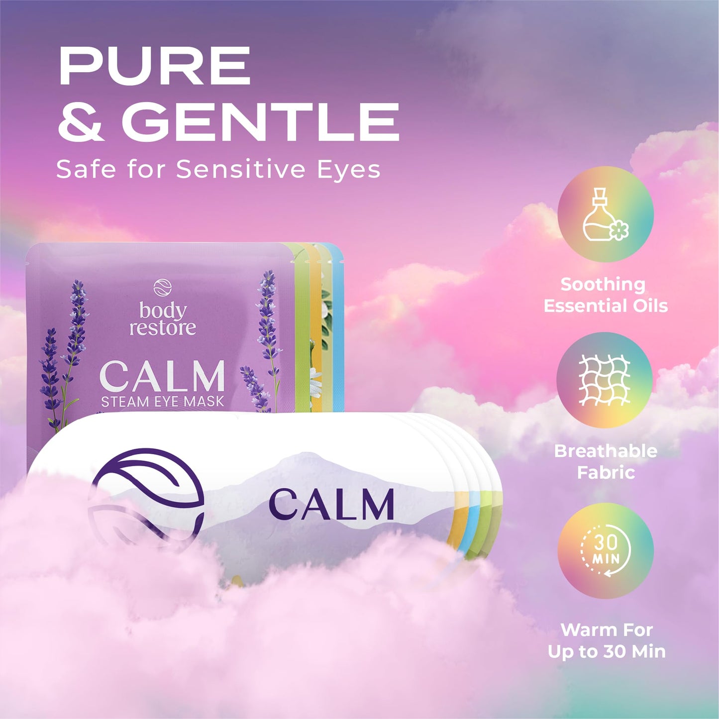 Body Restore Heated Eye Mask 5 Pack – Self-Heating Warm Compress for Dry Eyes, Relaxation, Stye Treatment, Gifts & Stocking Stuffers