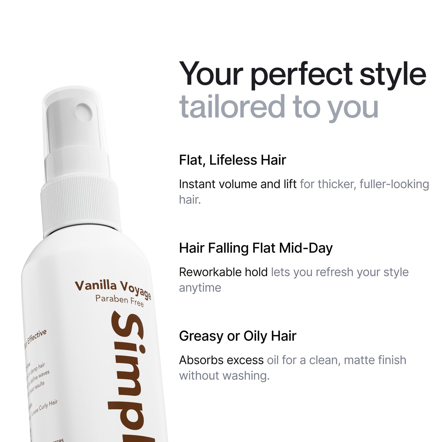 Simpletics Himalayan Sea Salt Spray 3 Pack – Natural Texturizing & Volumizing Spray for Straight & Wavy Hair – Vanilla Scent, Beachy Look for Men & Women