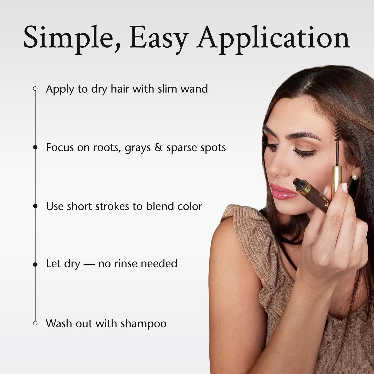 Boyd’s Brush It Away Grey Hair Root Touch Up | Temporary Hair Color Mascara for Women & Men | Quick-Dry, Water-Resistant, Light Brown