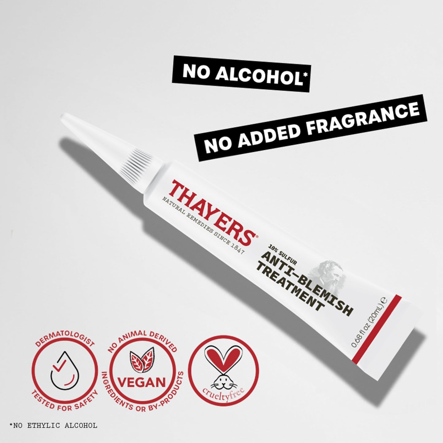 THAYERS Rapid Acne Treatment 10% Sulfur with Niacinamide & Glycolic Acid, Soothing Non-Stripping Skincare, 0.68 Fl Oz