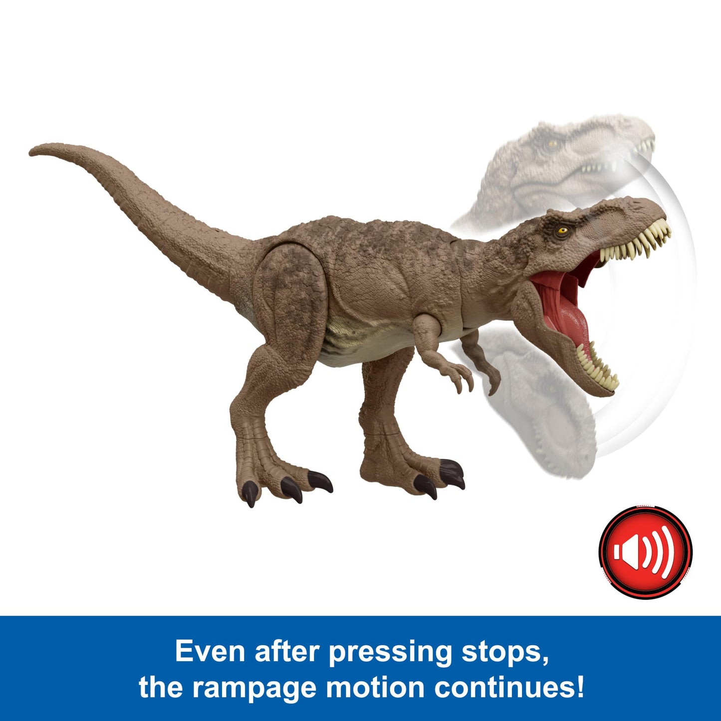 Mattel Jurassic World T. rex Dinosaur Toy with Sound & Movement, All-Out Attack Tyrannosaurus Rex Action Figure with Rampage Attack, Plus Digital Play