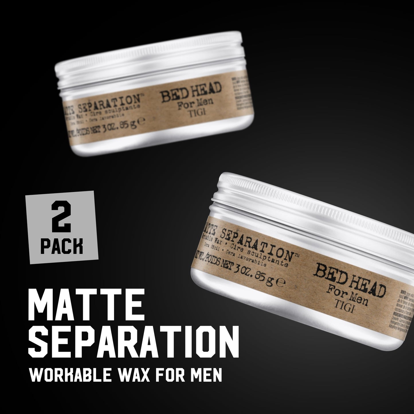 TIGI Bed Head for Men Matte Separation Workable Wax 3 oz (2 Pack) | Strong Hold Styling Wax for Men’s Hair | Use on Damp or Dry Hair