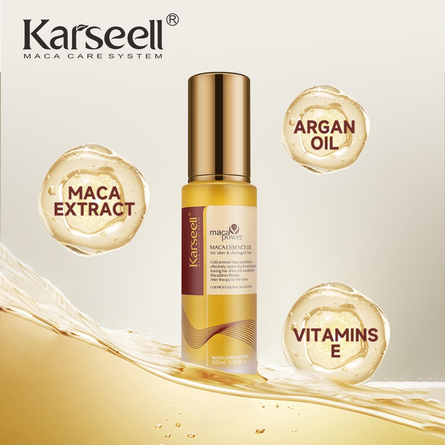 Karseell Moroccan Argan Oil for Hair Healing Cold Pressed Weightless Argan Oil Hair Serum for Dry Damaged Hair 50ml