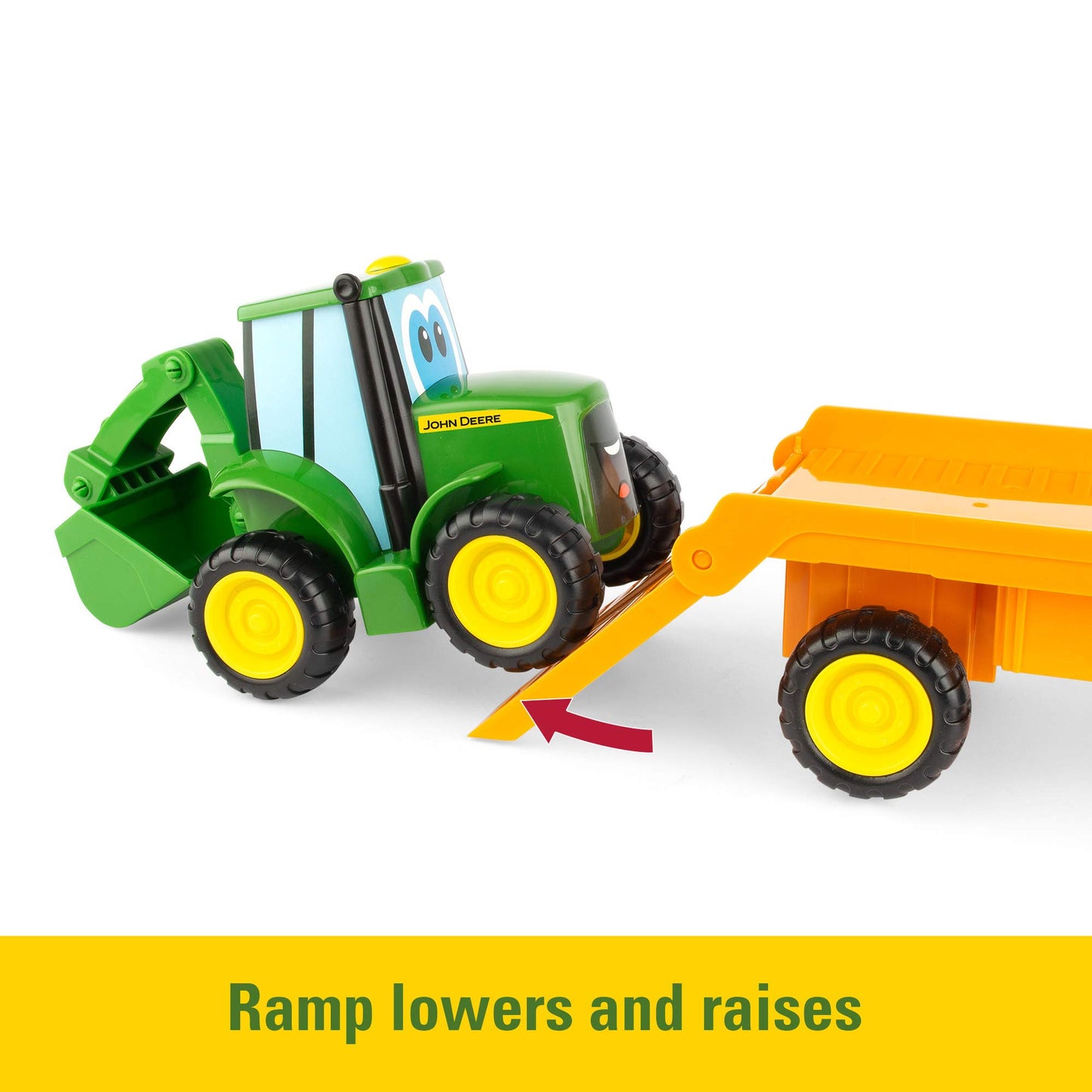TOMY John Deere Lights & Sounds Farmin' Friends Hauling Set with Truck & Backhoe Tractor Toy for Indoor & Outdoor Play, Ages 18+ Months