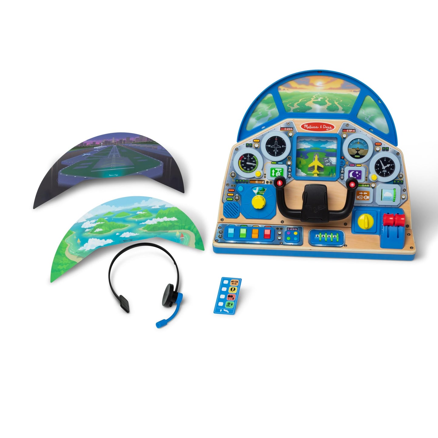 Melissa & Doug Jet Pilot Interactive Dashboard Wooden Toy for Boys and Girls Ages 3+ - FSC Certified