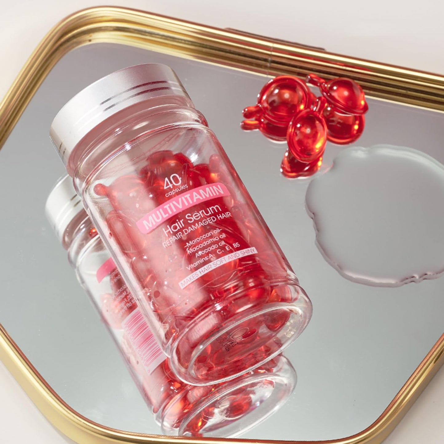 YP Hair Vitamins 40 Capsules with A, C, E, B5 – Leave-In Conditioner & Nourishing Hair Oil Serum with Argan & Avocado Oil for Frizzy Hair, Men & Women