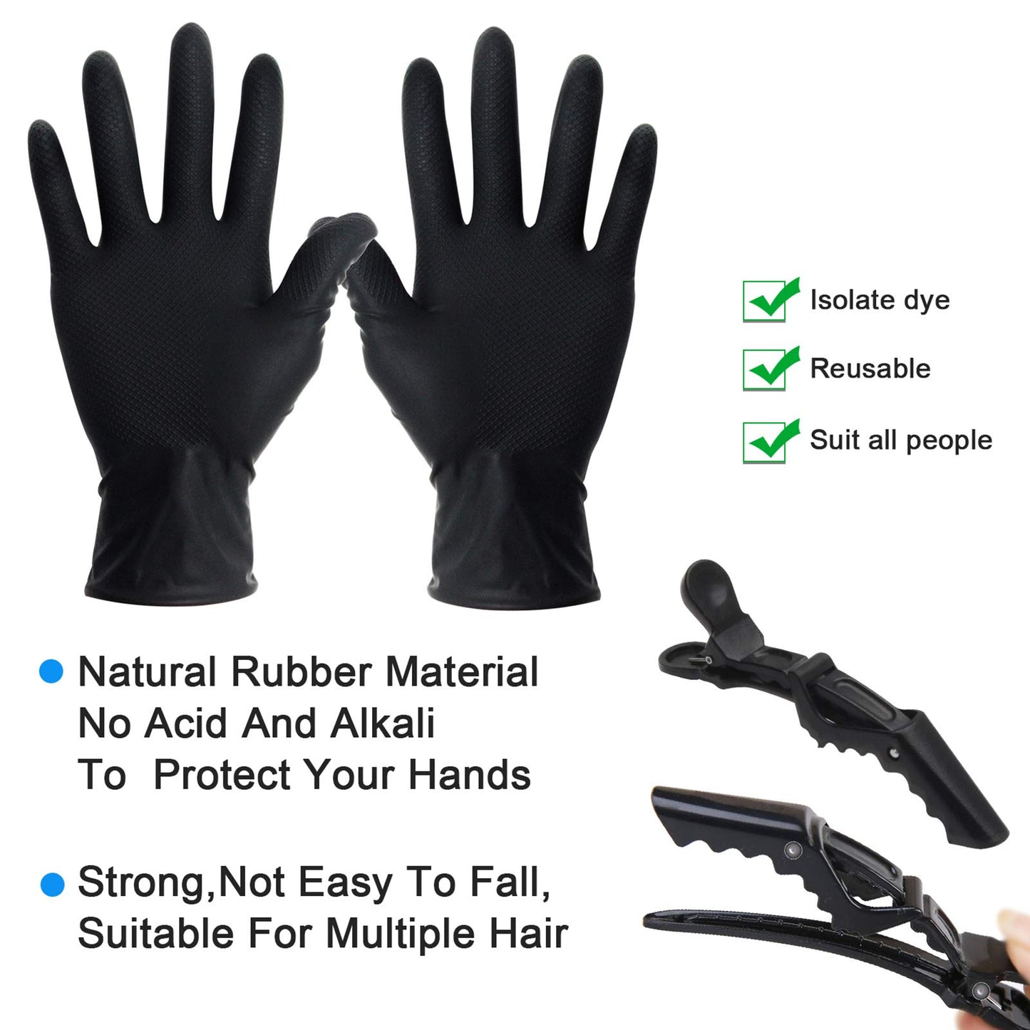 15 Pcs Hair Dye Coloring Kit (Black) – DIY Salon Set with Tint Bowl, Brush, Mixing Spoon, Gloves, Comb, Ear Covers & Bleaching Tools