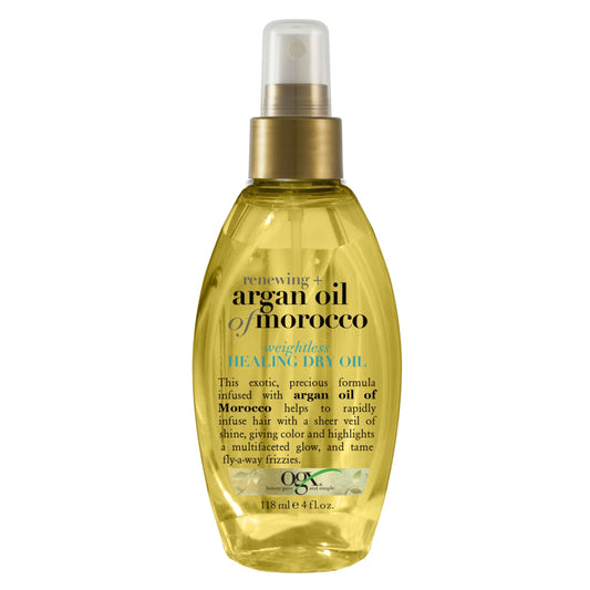 OGX Renewing + Argan Oil of Morocco Dry Oil Spray | Lightweight Mist for Frizz Control, Split Ends & Shine | Paraben & Sulfate Free, 4 fl oz