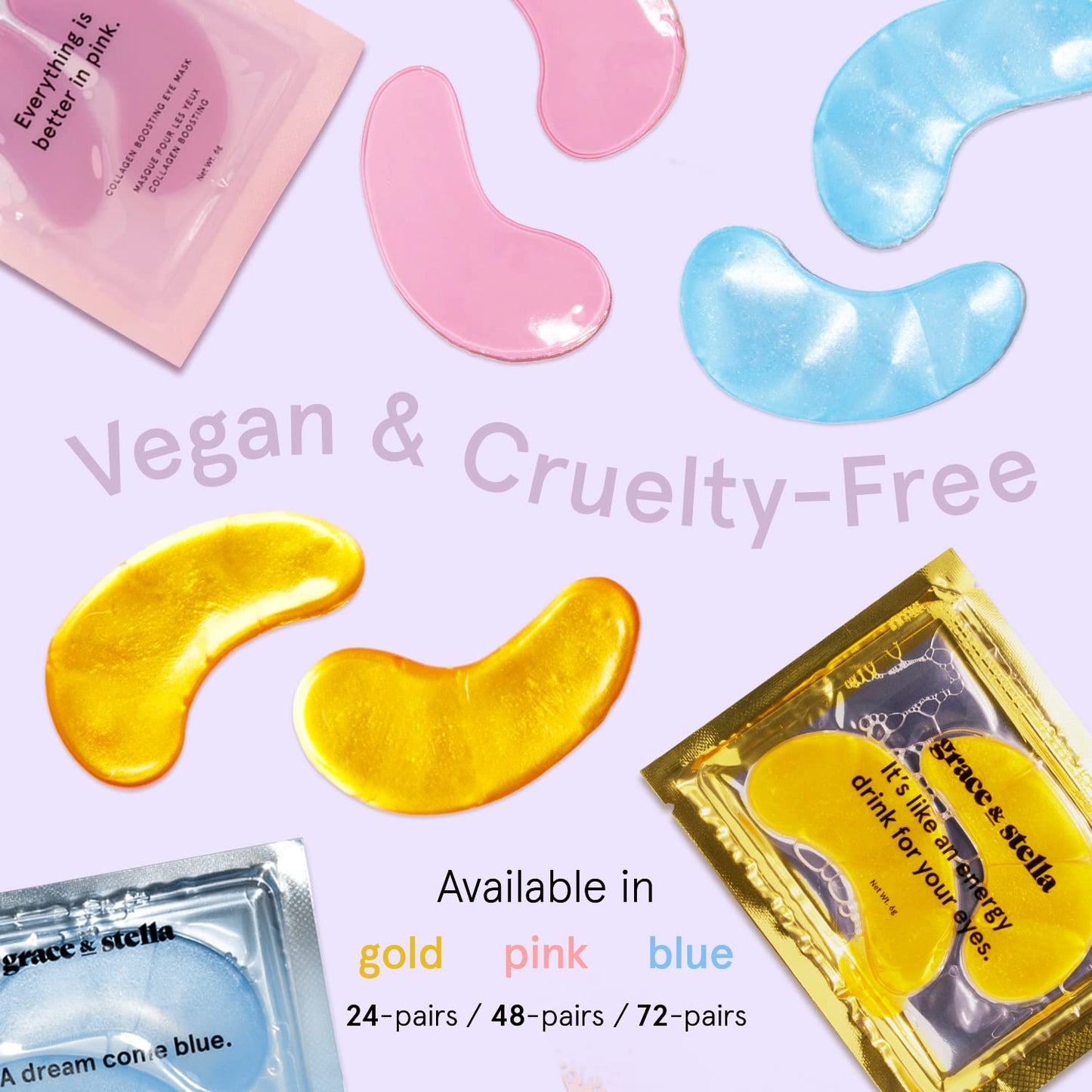 Grace & Stella Gold Under Eye Mask - 24 Pairs Gel Patches for Dark Circles, Puffy Eyes & Wrinkles, Vegan, Travel & Self-Care Gift