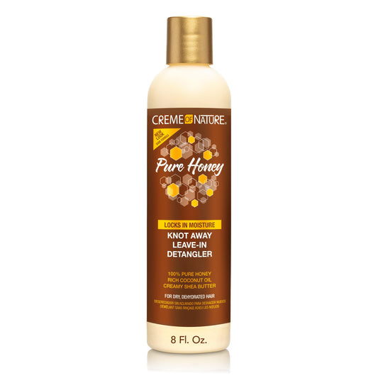 Creme of Nature Pure Honey Knot Away Leave-In Detangler 8 oz | Instantly Detangles & Softens | With Coconut Oil & Shea Butter for Dry Hair