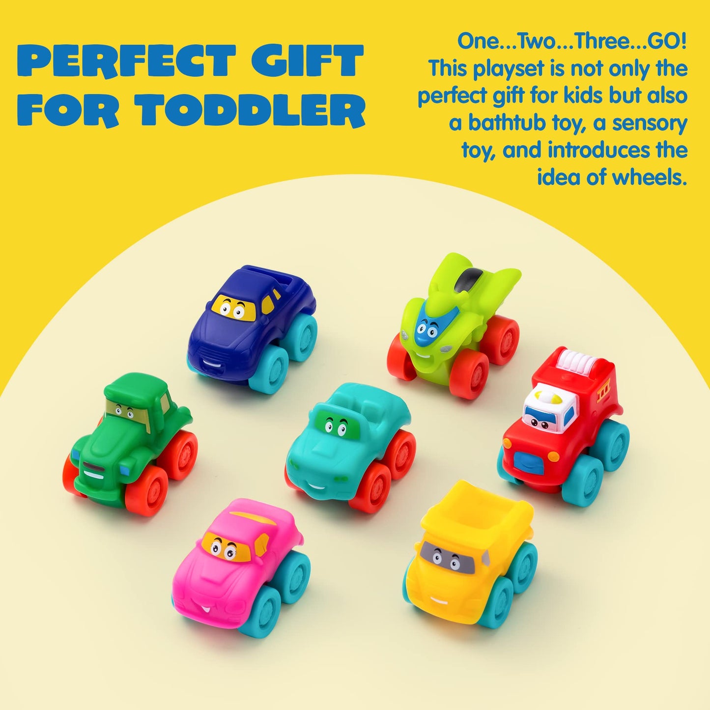 JOYIN Cartoon Mini Rubber Cars Toy Set for Toddlers – Bath, Pool & Beach Fun, Easter Basket Stuffers, Party Favors for Boys & Girls
