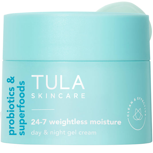 TULA 24-7 Weightless Moisture Gel Cream - Travel-Size Face Moisturizer with Watermelon & Blueberry Extract, Anti-Aging, 0.5 oz