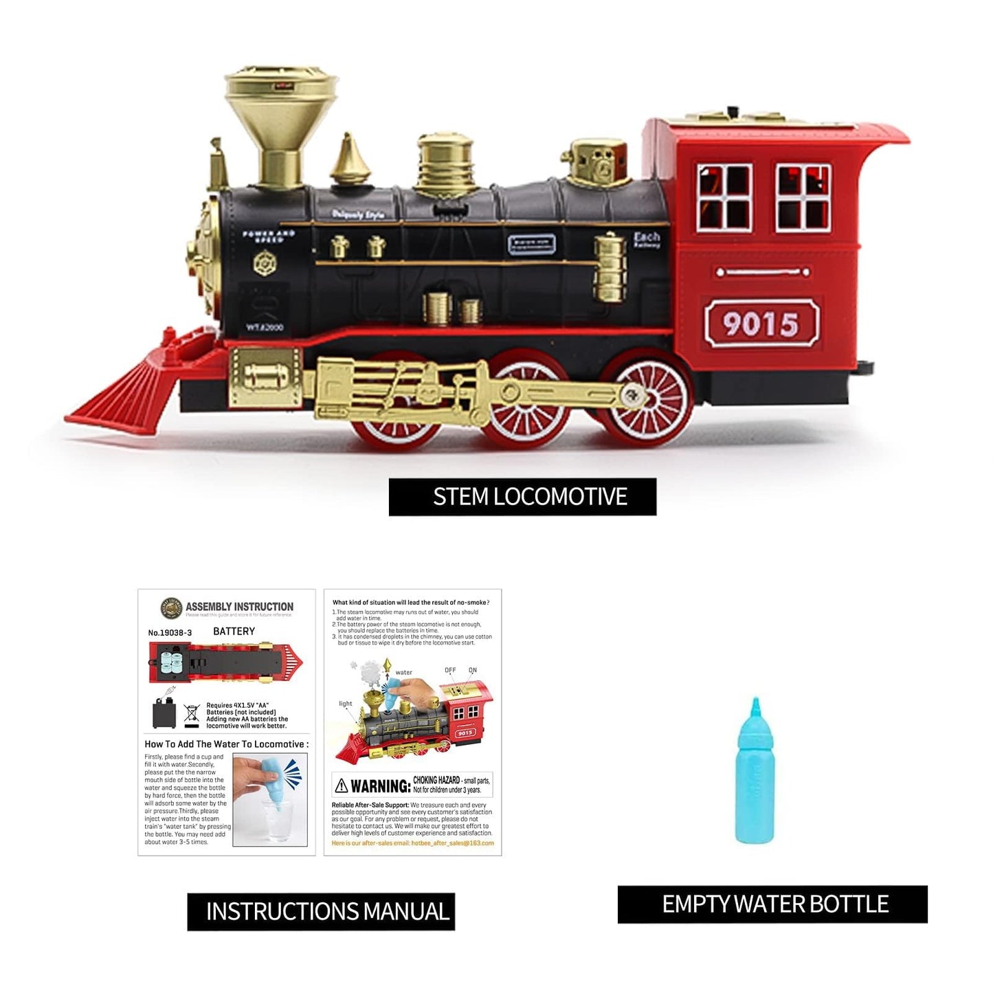 Hot Bee Train Toys Train Steam Locomotive Engine Toy, Smoke, Lights & Sounds, for 3 4 5 6 7+ Year Old Kids
