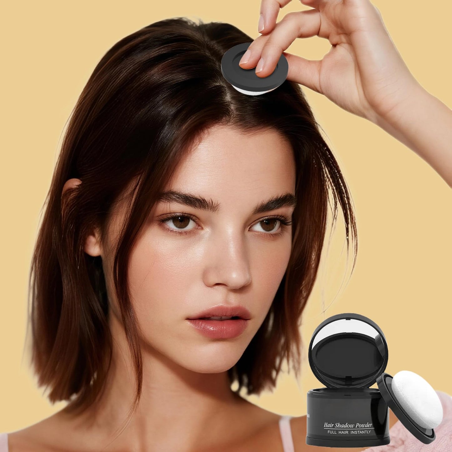 gowwim Hairline Powder(Dark Brown) Hair Root Dye, Instantly Hair Color Shadow Cover Gray Hair Root, Hair Touch-Up, Thin Hair Powder 4 g