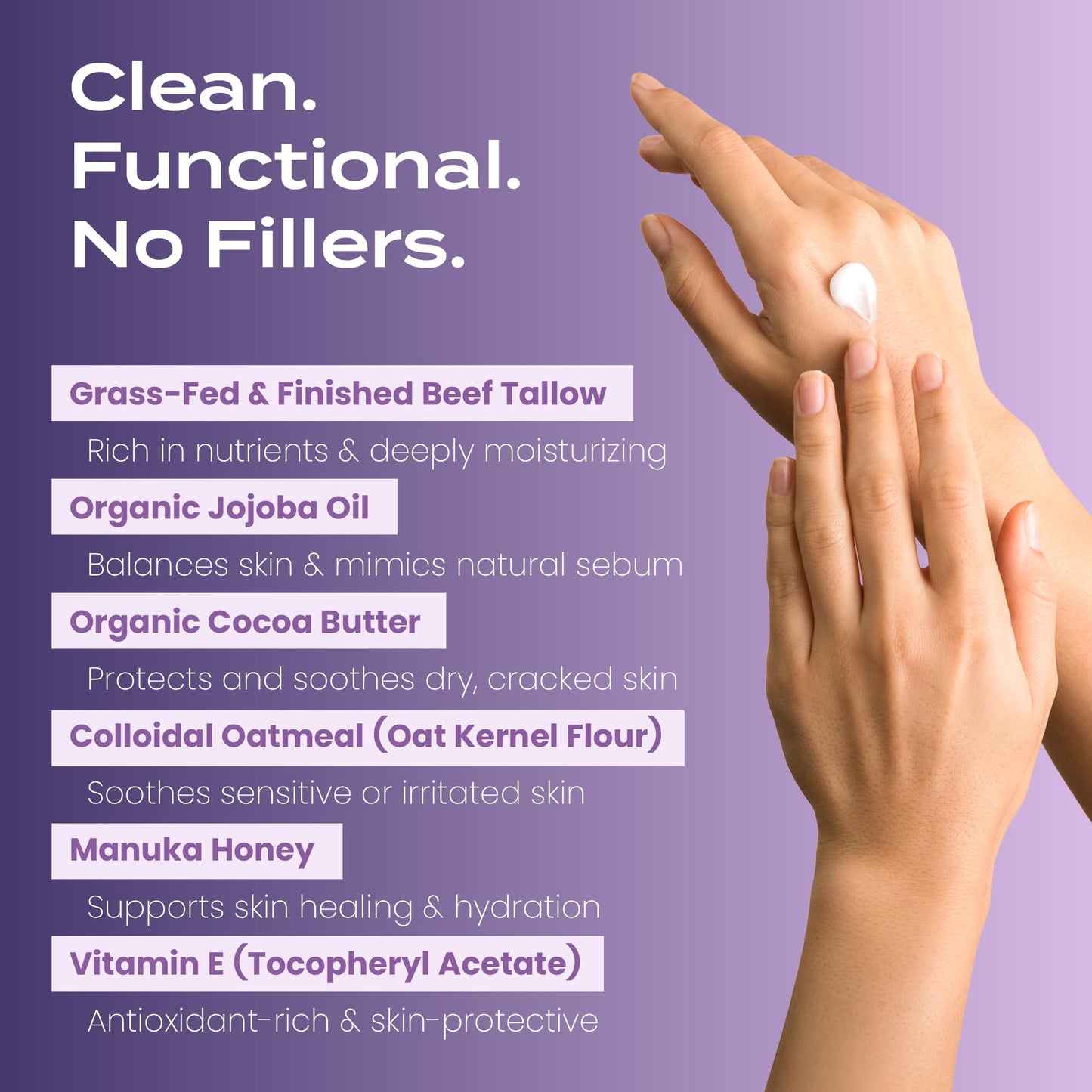 Body Restore Grass-Fed Whipped Beef Tallow for Dry Skin – Lavender, Manuka Honey & Jojoba Oil, Travel & Gift Essentials for Men & Women