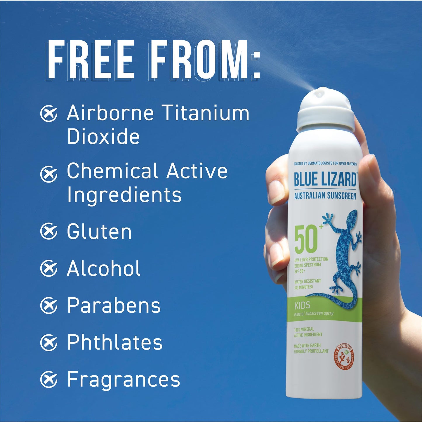 Blue Lizard Kids Mineral Sunscreen Spray - SPF 50+ - 4.5 oz (Pack of 1)