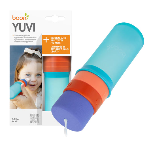 Boon Yuvi Kids Sunscreen Brush - Refillable, Spill-Proof Foam Applicator, Travel 3oz, Summer & Beach Essential, 1 Count