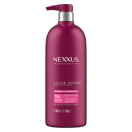 Nexxus Color Assure Sulfate-Free Shampoo with ProteinFusion for Color-Treated Hair, Enhances Vibrancy, Silicone-Free, Pump Bottle, 33.8 oz