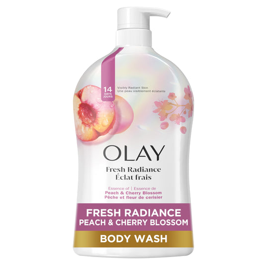 Olay Fresh Radiance Body Wash for Women, Plant-Based Cleansers & B3 Botanical Complex, Peach & Cherry Blossom Scent, 33 fl oz