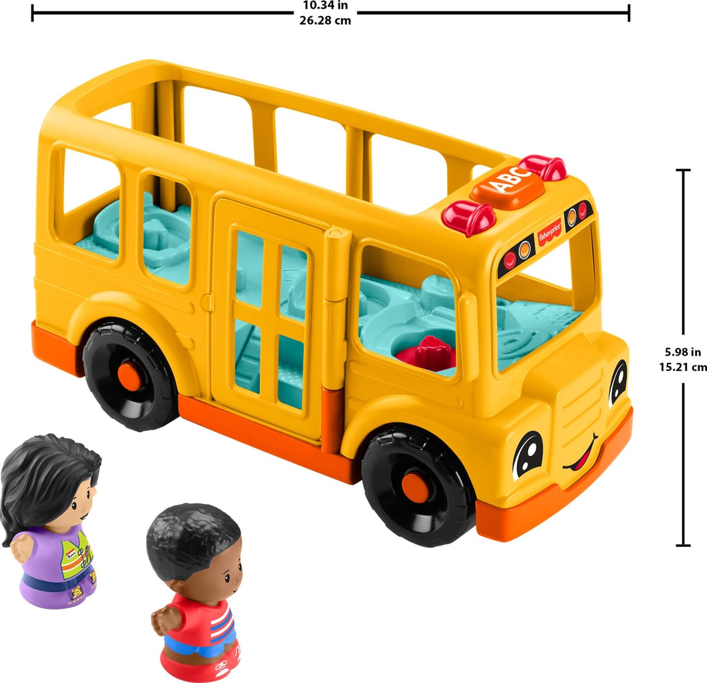 Fisher-Price Little People Toddler Toy School Bus Musical Push-Along Vehicle with 2 Figures for Pretend Play Ages 1+ Years